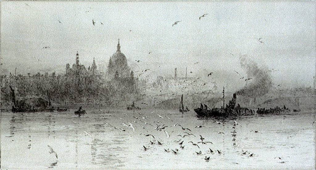 Detail of St Paul's and Blackfriars Bridge by William Lionel Wyllie
