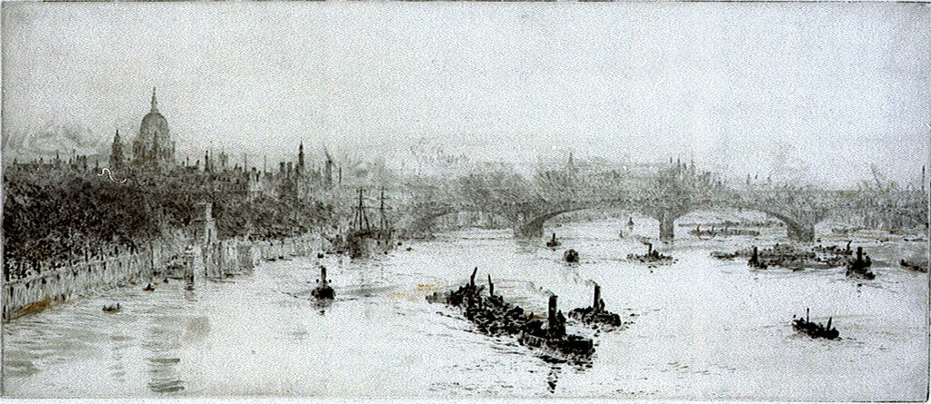 Detail of London Bridge and St Paul's by William Lionel Wyllie