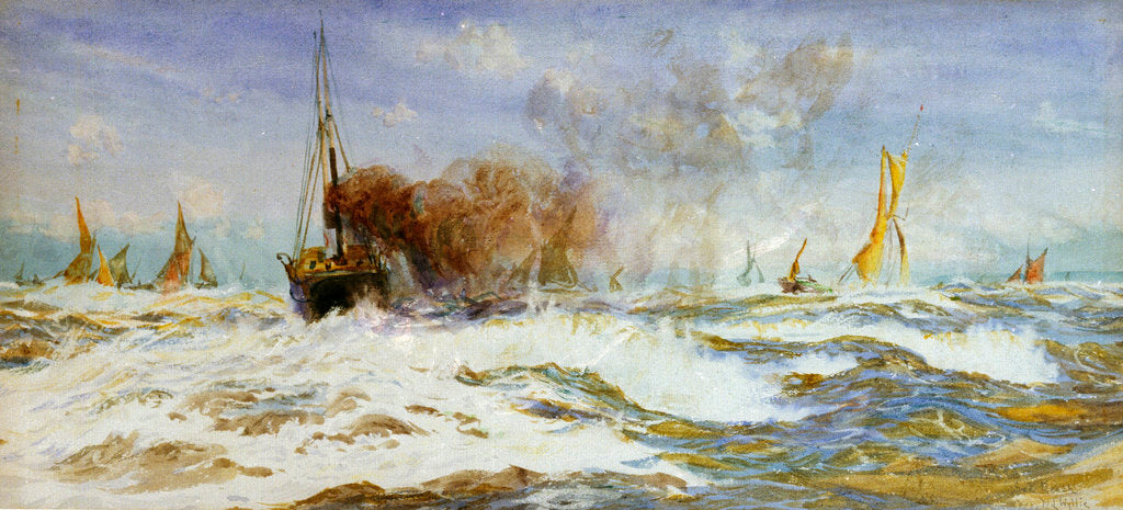 Detail of Barges and sea by William Lionel Wyllie
