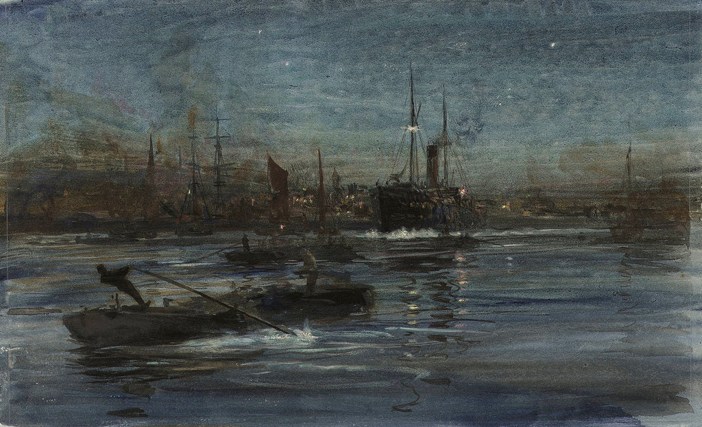 Detail of London river by William Lionel Wyllie