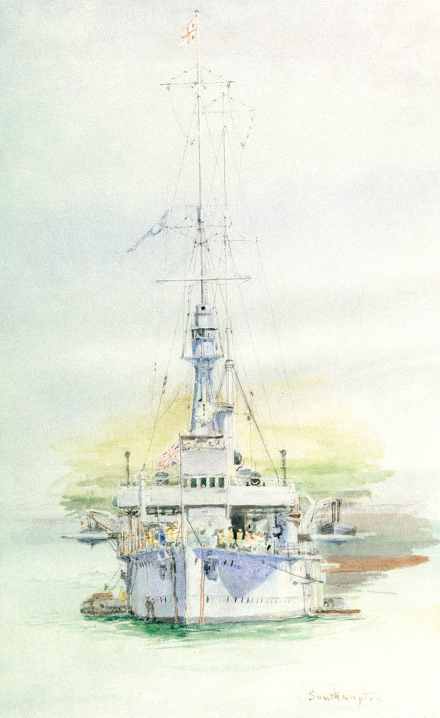Detail of Light Cruiser Southampton Flagship 2nd Light Cruiser Squadron at Battle of Jutland by William Lionel Wyllie