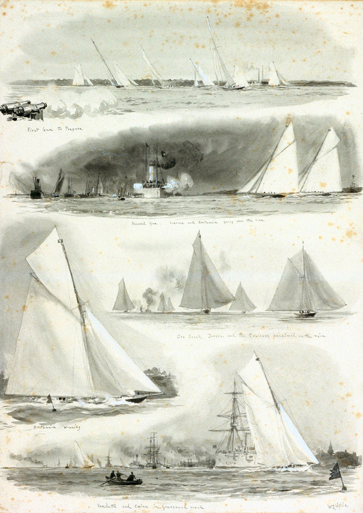 Detail of Big yacht race, Thames by William Lionel Wyllie