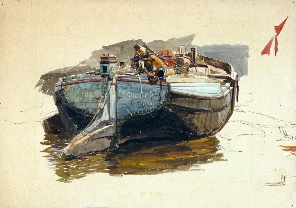Detail of Thames sailing barge by William Lionel Wyllie
