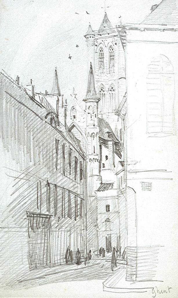 Detail of The St Nicholas Church in Ghent by William Lionel Wyllie