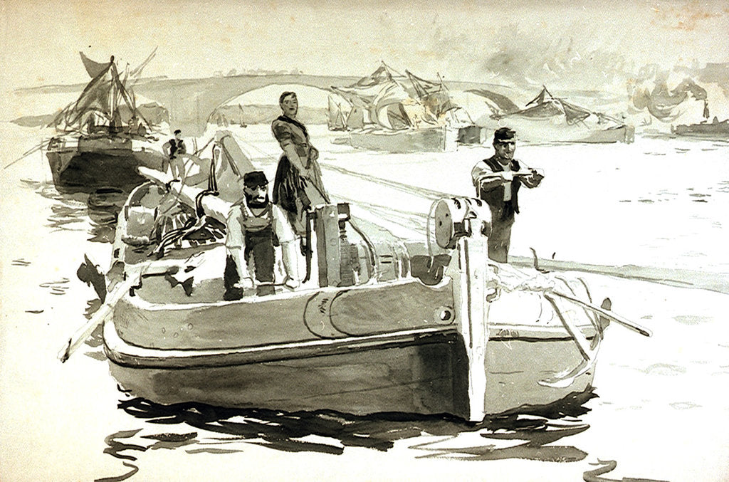 Detail of Rochester Bridge and Barge by William Lionel Wyllie