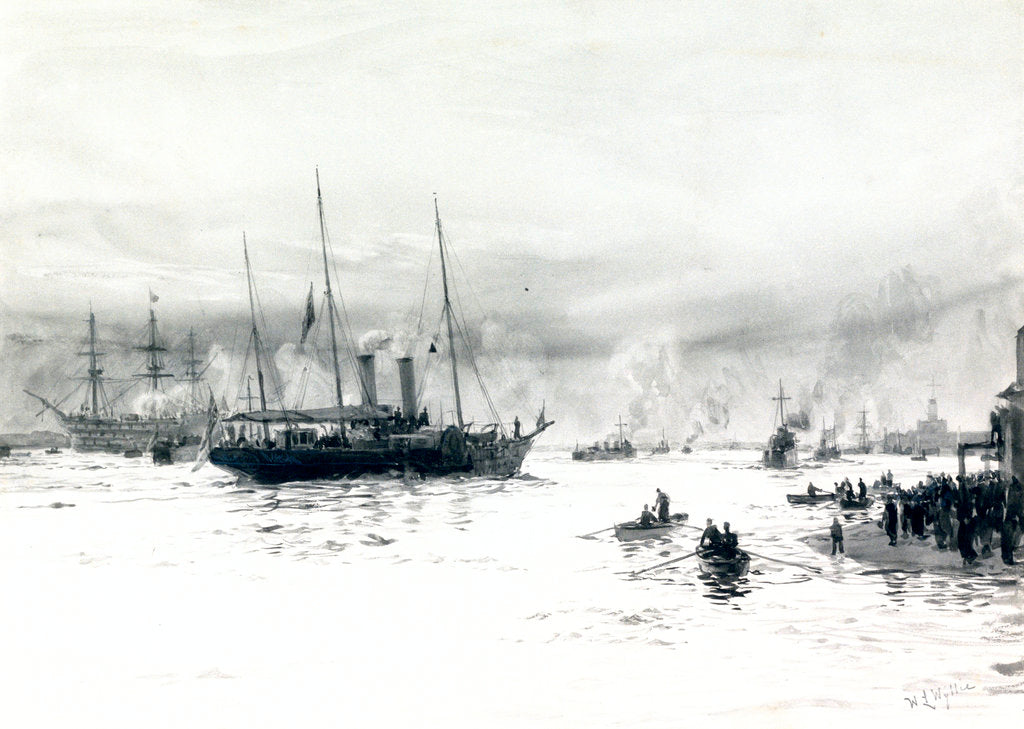 Detail of HMY Alberta Entering Portsmouth Harbour by William Lionel Wyllie