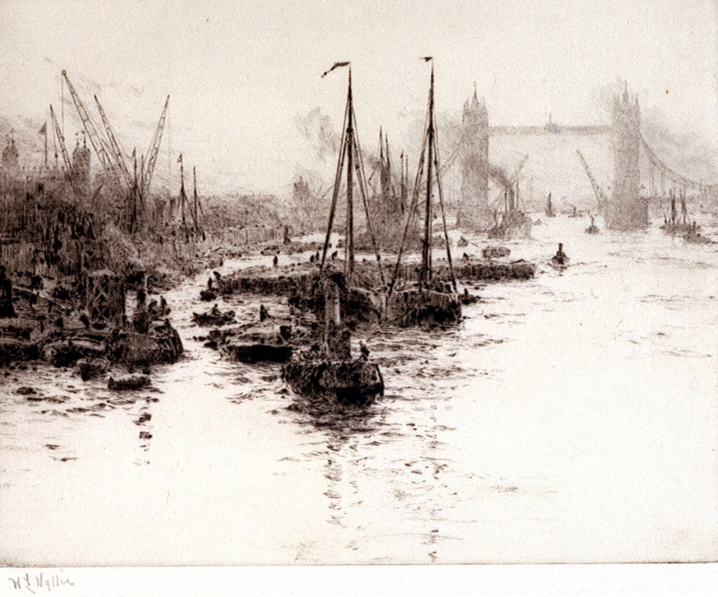 Detail of Eel boats off the Tower of London by William Lionel Wyllie