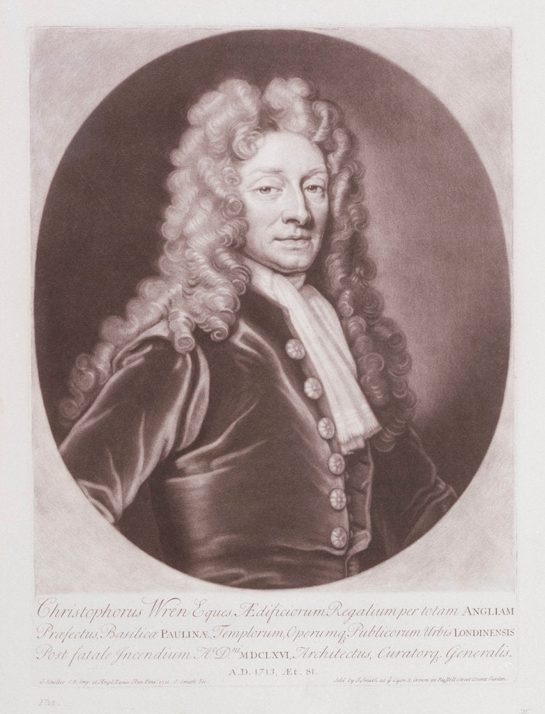 Detail of Christopher Wren (1632-1723) by Godfrey Kneller