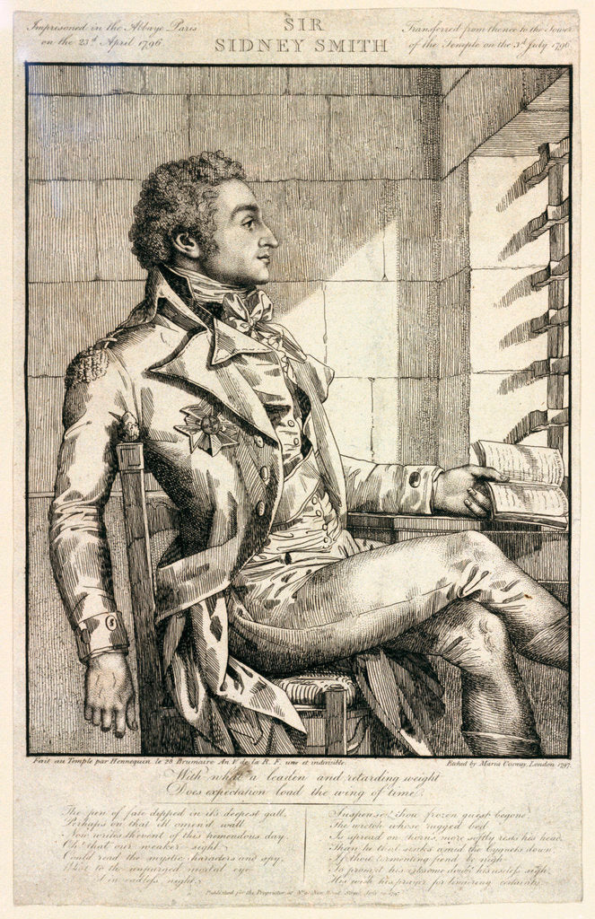 Detail of Sir Sidney Smith. Imprisoned in the Abbaye Paris by Philippe Auguste Hennequin