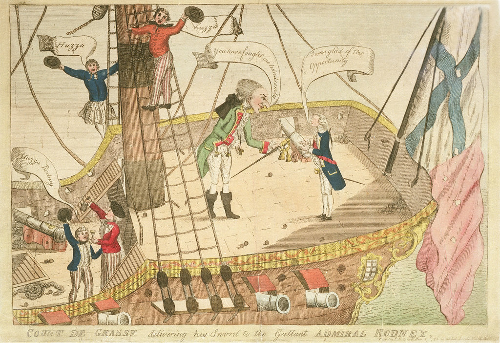 Detail of Count de Grasse delivering his sword to the Gallant Admiral Rodney by P. Mitchell