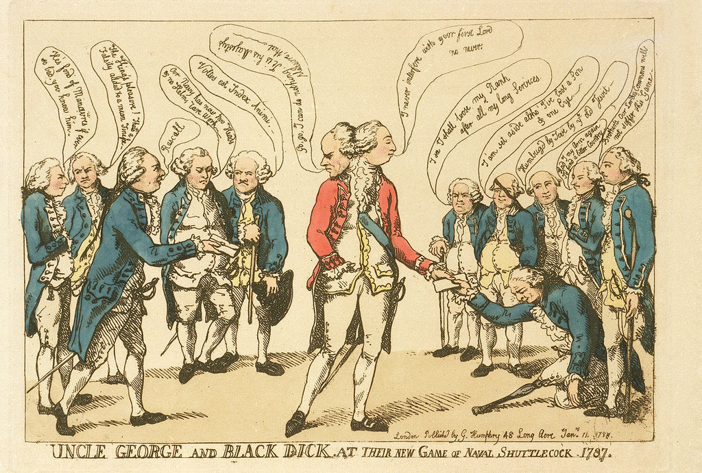 Detail of Uncle George and Black Dick at their New Game of Naval Shuttlecock 1787 by George Humphrey