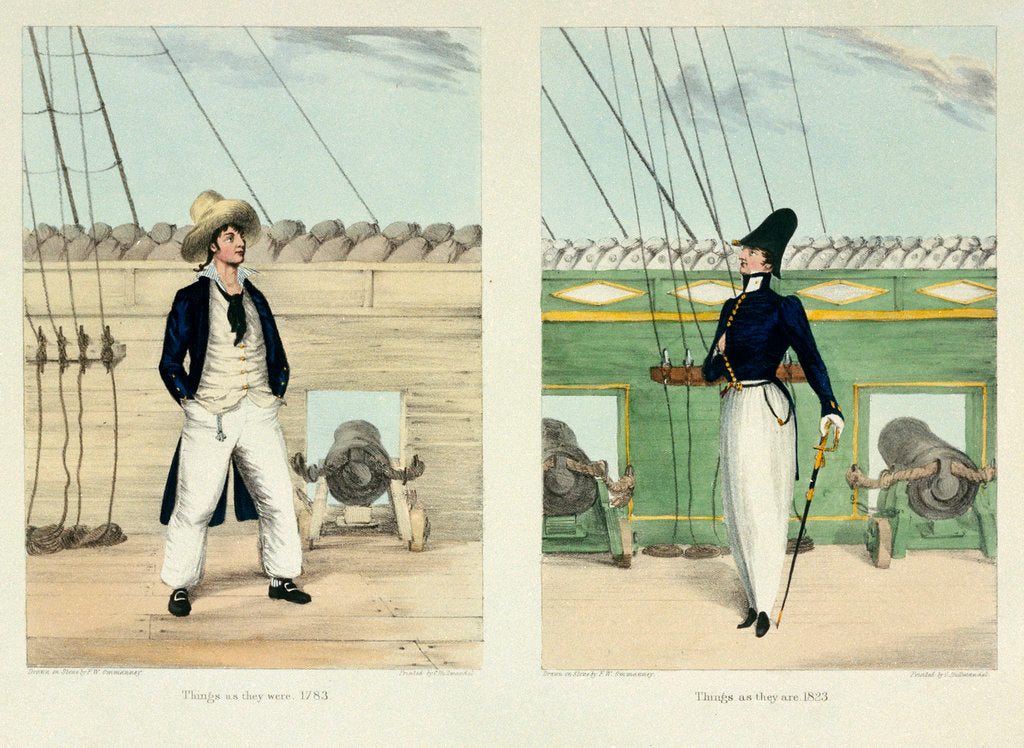 Detail of Things as they were. 1783   and Things as they are. 1823 by Charles Joseph Hullmandel