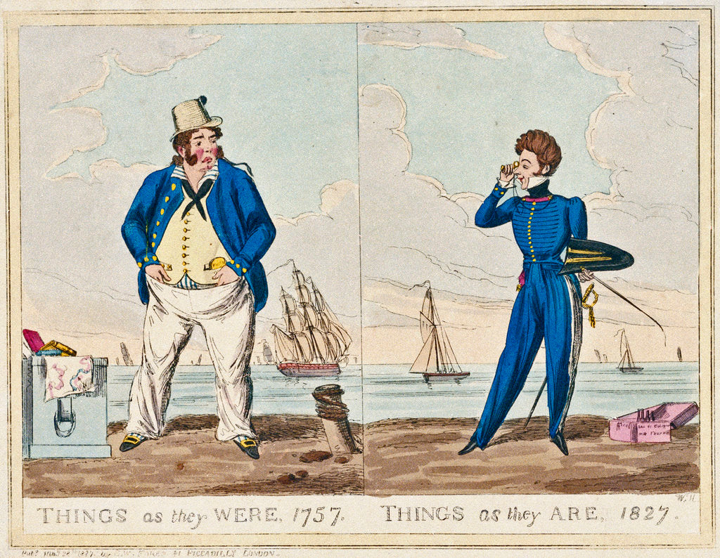 Detail of Things as they were, 1757. Things as they are, 1827 by W. H.