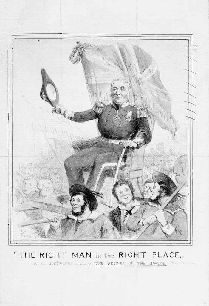 Detail of The Right Man in the Right Place, , or the Southwark version of 'The Return of the Admiral [Charles Napier] by Touchstone
