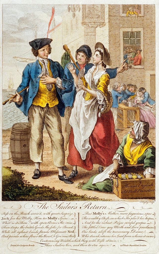 Detail of 'The Sailor's Return': the temptations of loose women, drink and the general licentiousness found ashore (caricature) by C. Mosley