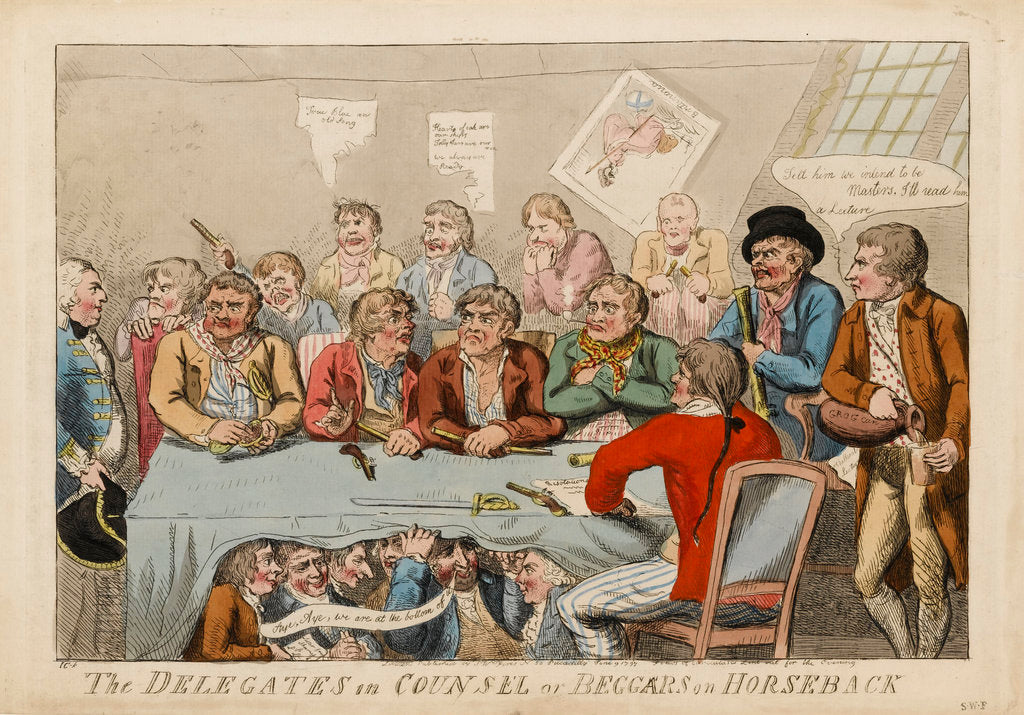 Detail of The Delegates in Counsel or Beggars on Horseback by S.W. Fores
