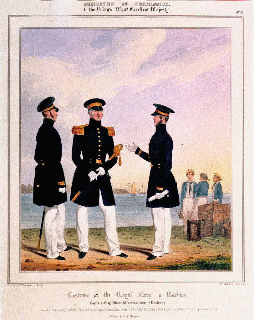 Detail of Costume of the Royal Navy & Marines. Captain, Flag Officer & Commander by L. Mansion