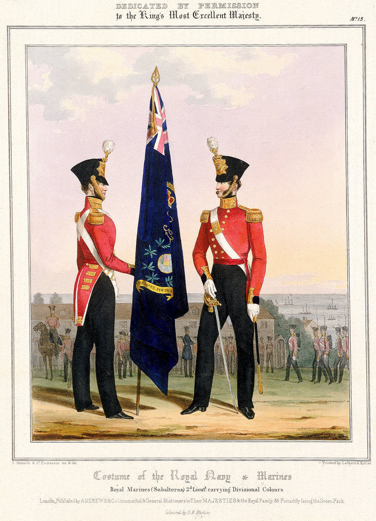 Detail of Costume of the Royal Navy & Marines. Royal Marines (Subalterns) 2d. Lt. by L. Mansion