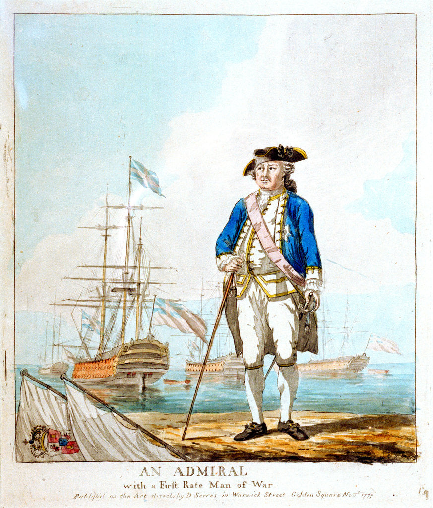 Detail of An admiral with a first-rate man-of-war by D. Serres