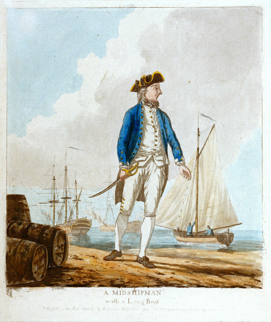 Detail of A midshipman with a long boat by D. Serres
