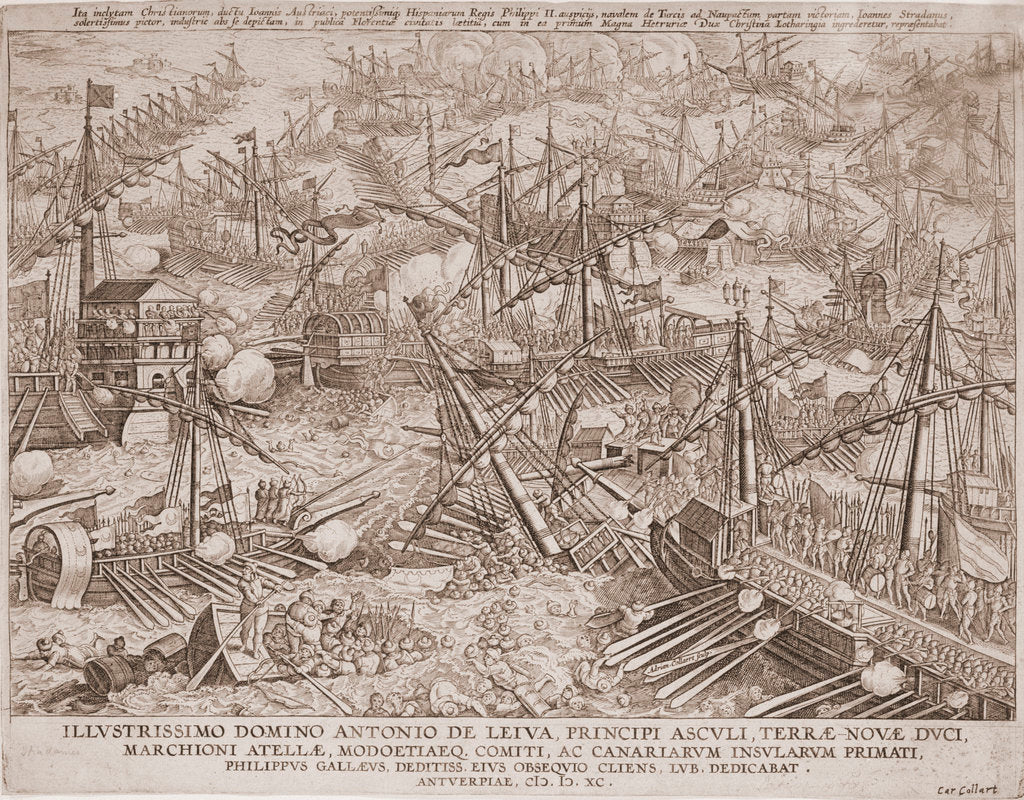 Detail of The Battle of Lepanto, 1571 by Adrian Collaert