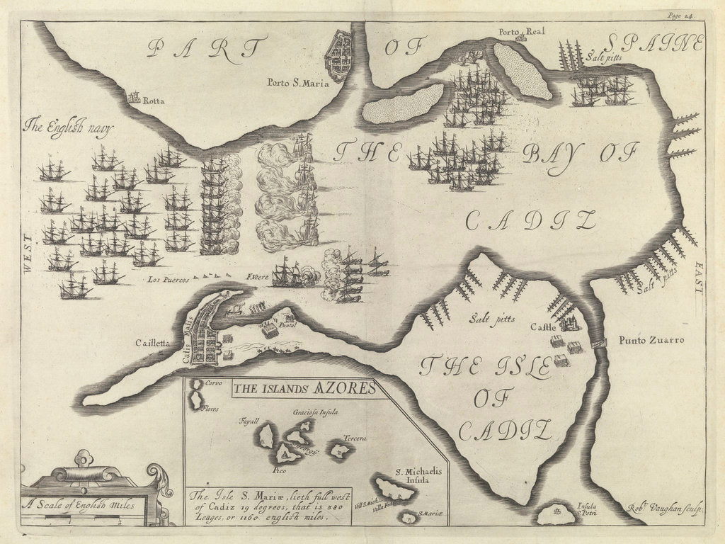 Detail of Plan illustrating the English capture of Cadiz on 21 June 1596 by unknown