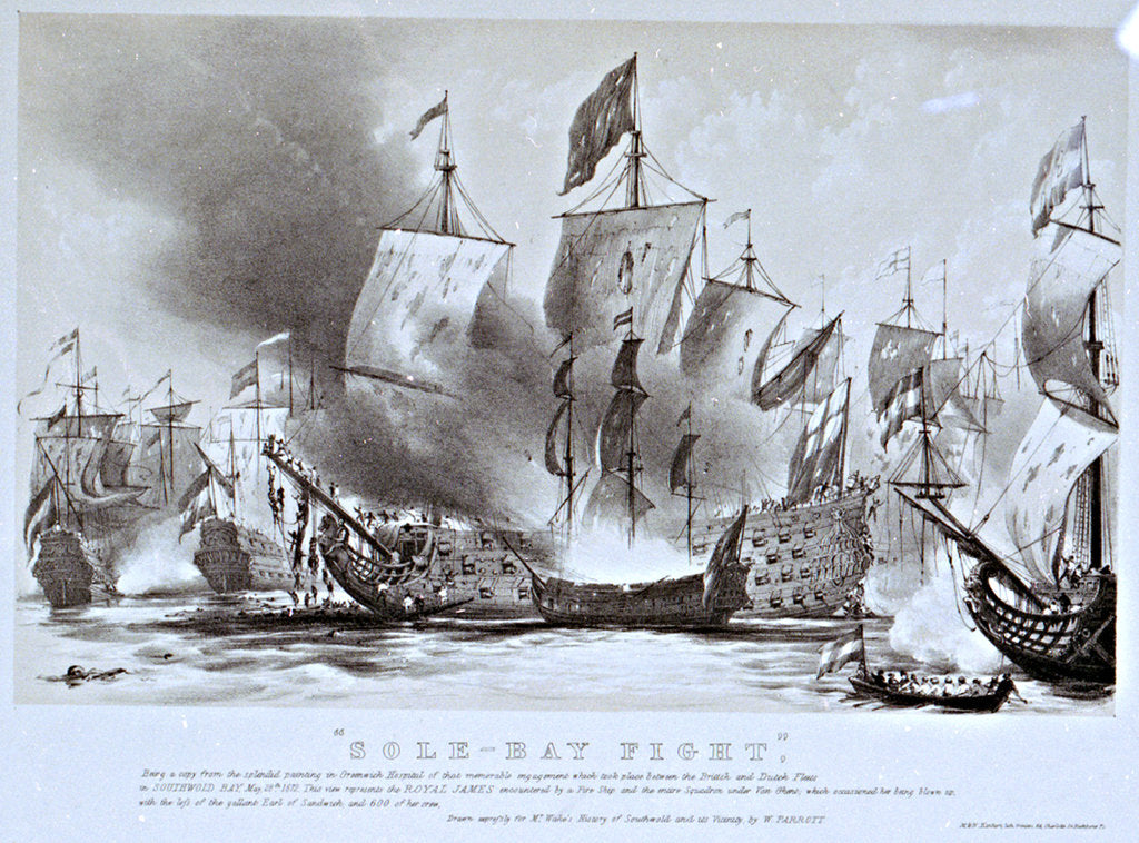 Detail of The burning of HMS 'Royal James' at the Battle of Solebay, 28 May 1672 by William Parrott