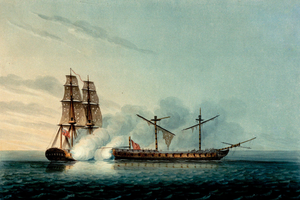 Detail of The Turkish frigate 'Badere Zaffer' striking to HMS 'Seahorse' by Robert Pollard