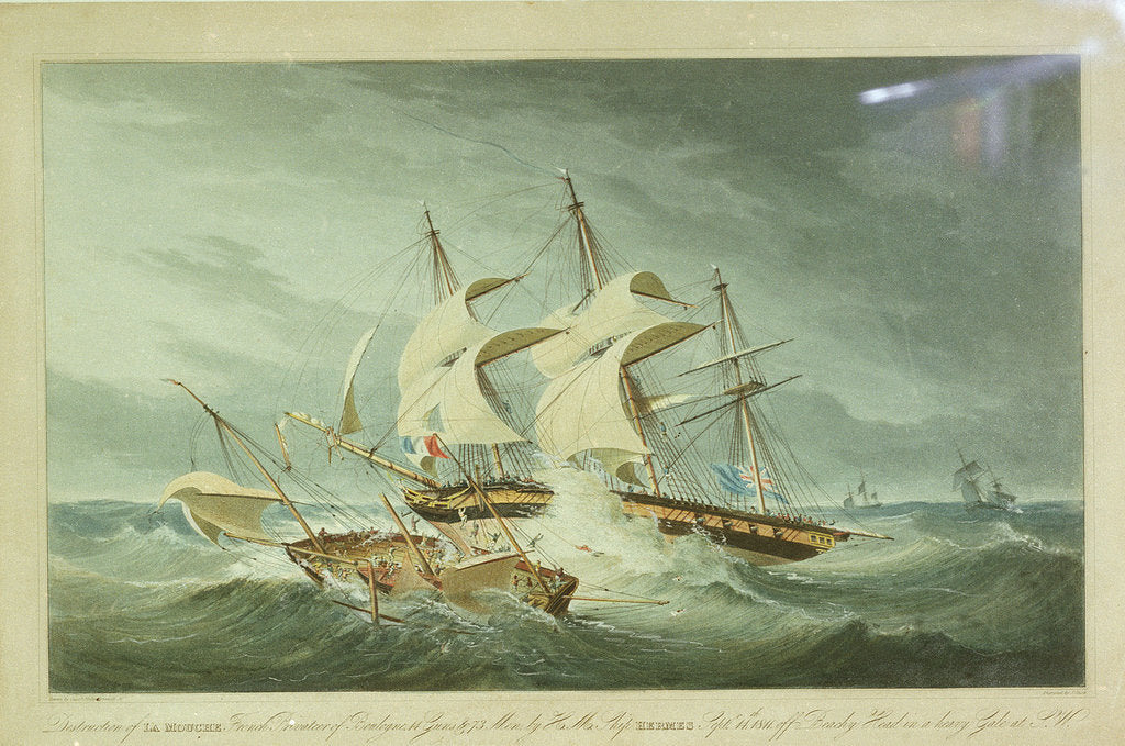 Detail of Destruction of the 'La Mouch' by HMS 'Hermes', 14 September 1811 by Philip Brown