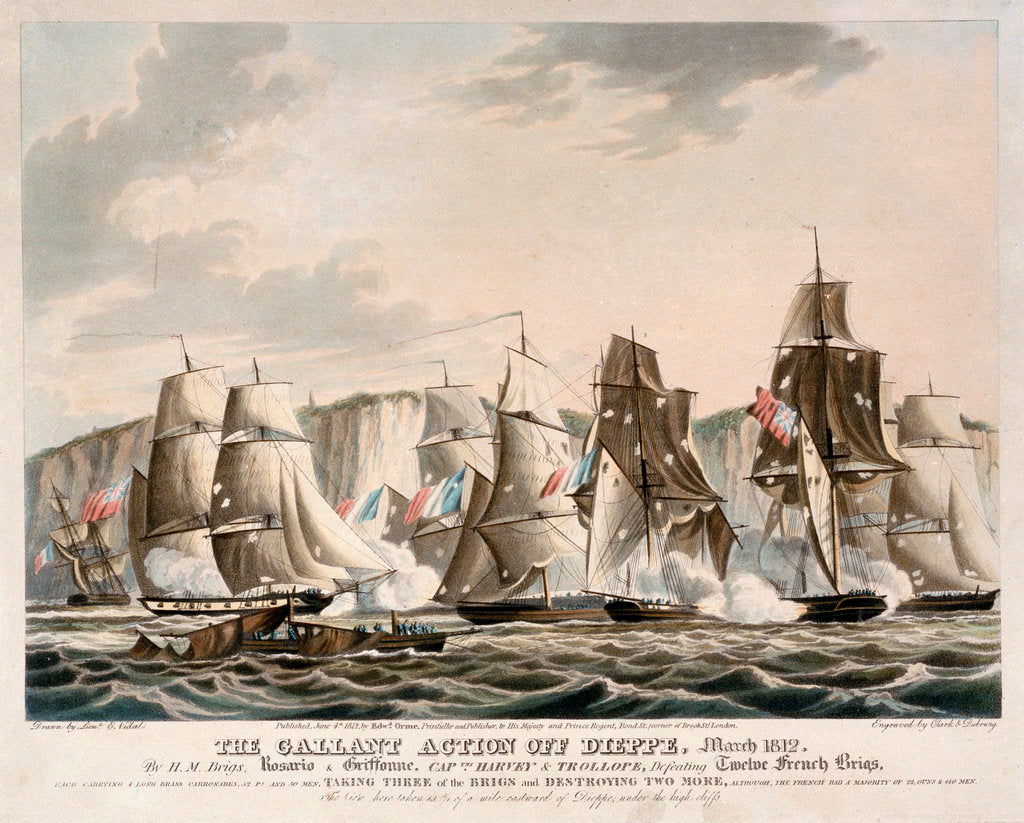 Detail of The action of Dieppe, March 1812 by E. Vidal