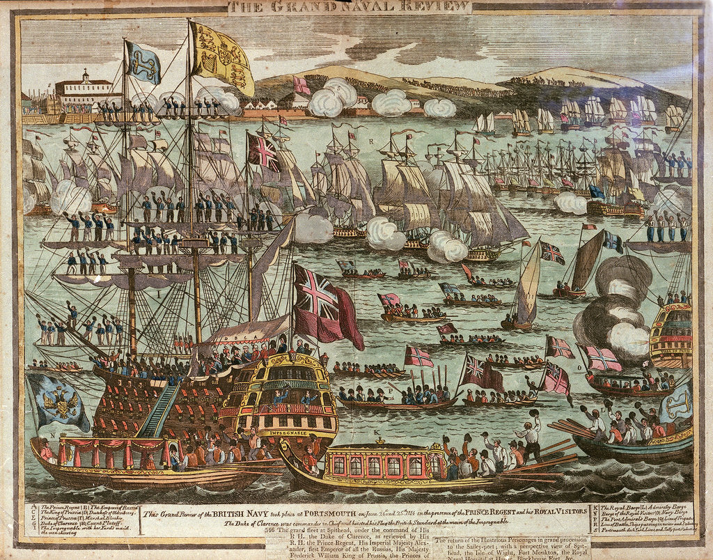 Detail of 'The Grand Naval Review. This Grand Review of the British Navy took place at Portsmouth on June 24th and 25th 1814 in the presence of the Prince Regent and his Royal Visitors by unknown