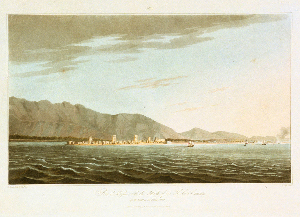 Detail of No. 5 'Rusul Khyma, with the attack of the H C-s Cruisers on the evening of 11 November 1809' by R. Temple