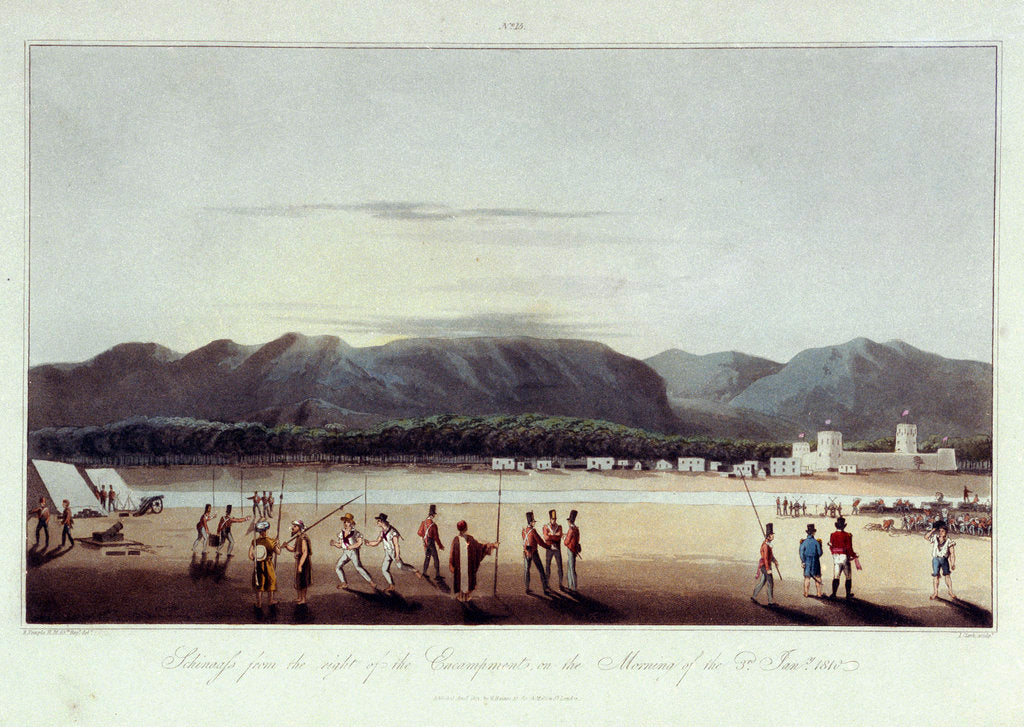 Detail of No.15 'Schinaass from the right of the encampment, on the morning of 3 January 1810' by R. Temple