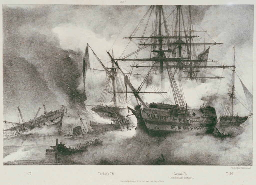 Detail of 'Genoa' at the Battle of Navarino, 20 October 1827 by George Philip Reinagle