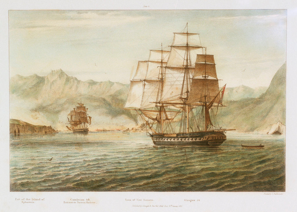 Detail of Glasgow and Cambrian at the Battle of Navarino, 20 October 1827 by George Philip Reineagle