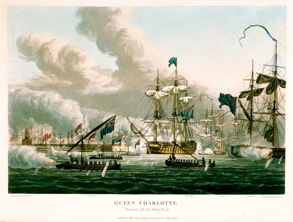 Detail of 'Queen Charlotte' moored off the Mole End by William Innes Pocock