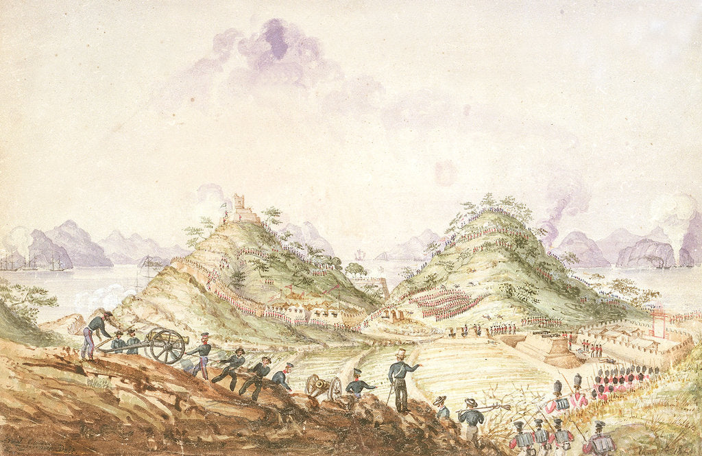 Detail of 'View of the assault of the Forts & Entrenchments & Batteries at Chuen-pei. With distant view of the attack on Ti-cok Tow & the War Junks in Anson's Bay by the Nemesis by Frederick White?