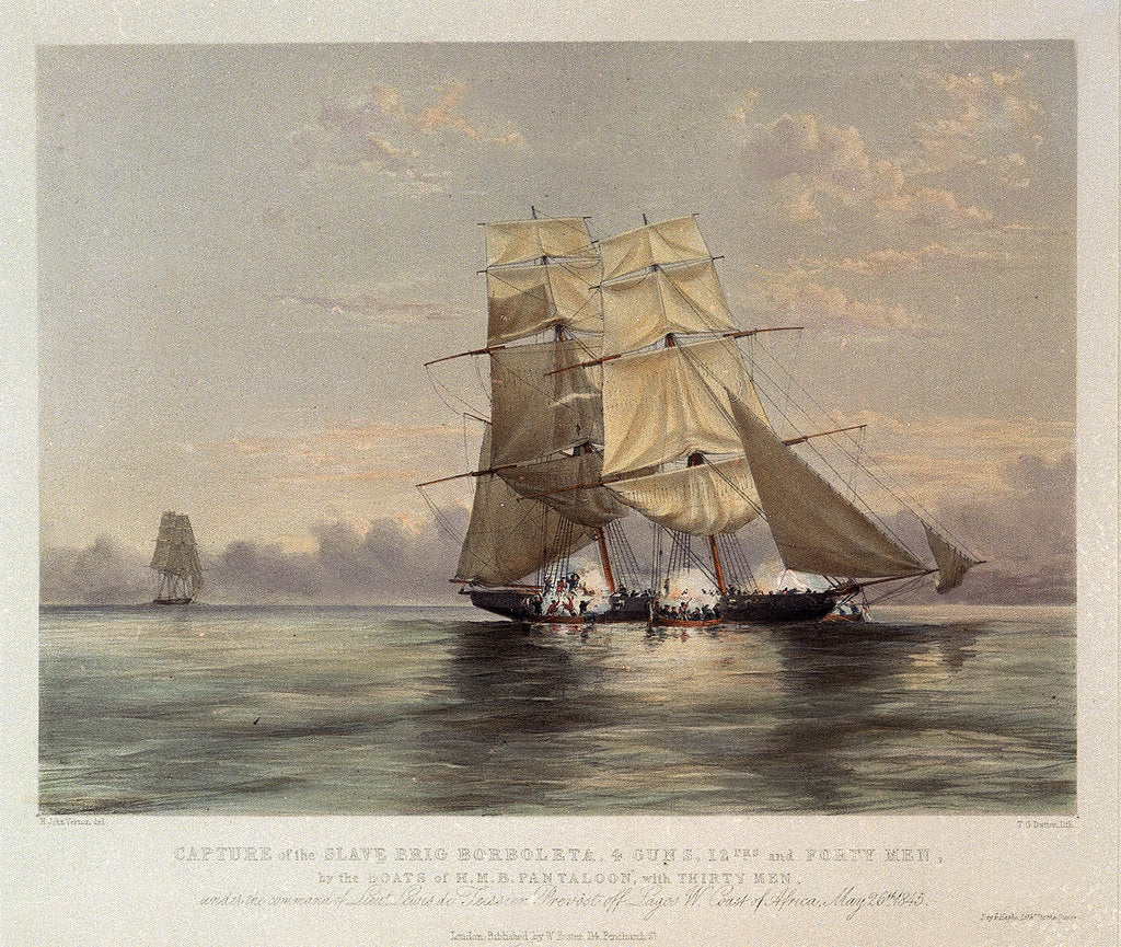 Detail of Capture of the slave brig 'Borboleta' by Day & Haghe