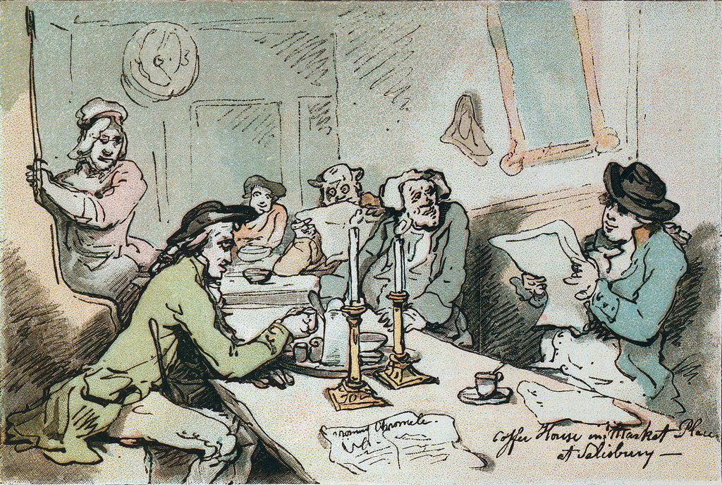 Detail of Coffee House in Salisbury Market Place by Thomas Rowlandson