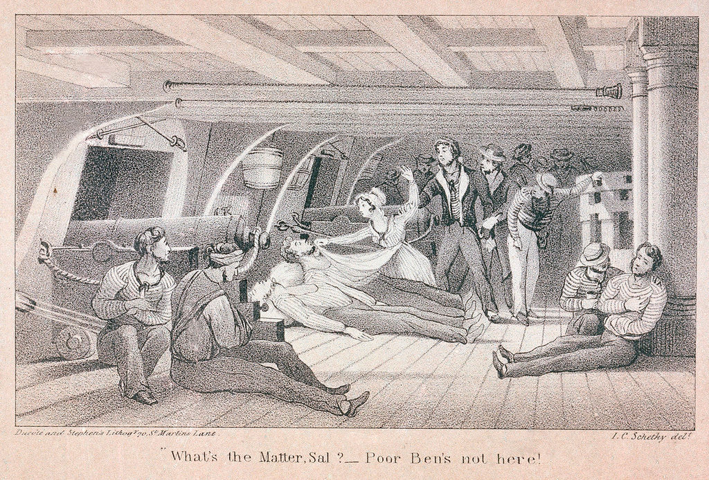 Detail of Dead sailor being identified by a woman by John Christian Schetky