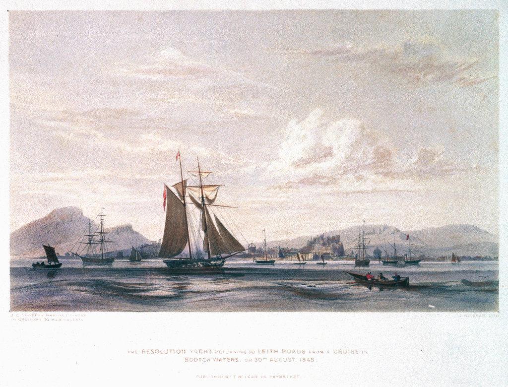 Detail of The yacht 'Resolution' returning to Leith from a cruise in Scotch waters on 30 August 1848 by John Christian Schetky