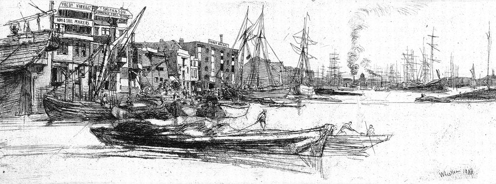 Detail of Thames warehouses by James Abbott McNeill Whistler