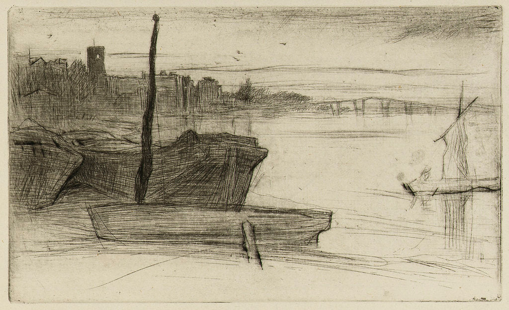Detail of Chelsea Bridge and Church by James Abbott McNeill Whistler