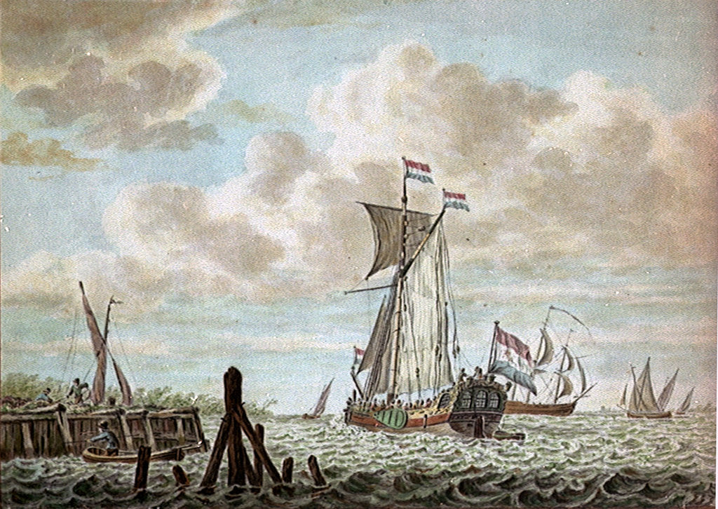 Detail of A view on the Maas by K. F. Bendorp the Elder