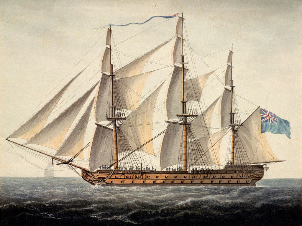 Detail of French ship 'Sans Pareil' 3rd rate, 80 guns, captured at First of June by Dominic Serres
