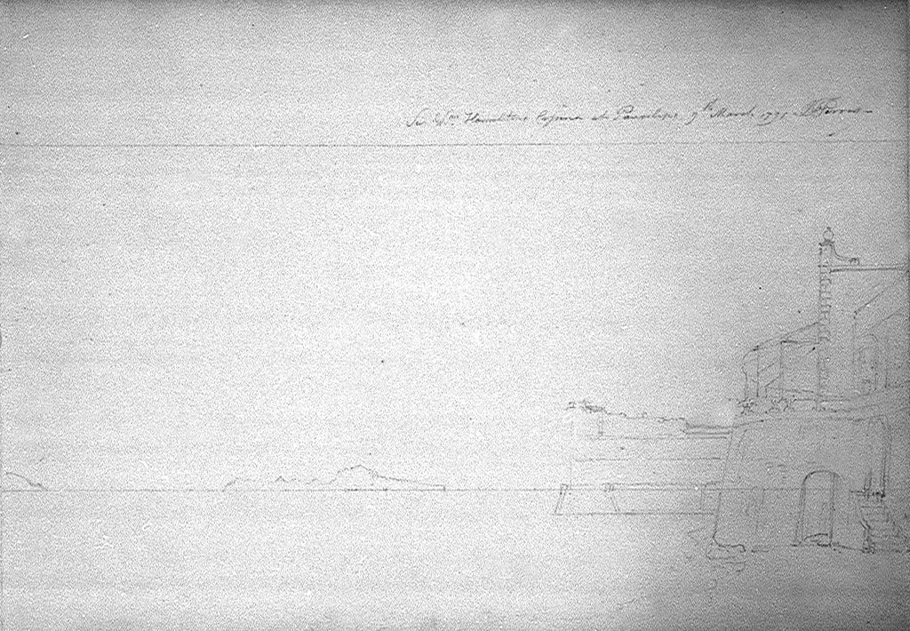Detail of Sir William Hamilton's villa, Posilippo, with a distant view of Procida by J.T. Serres