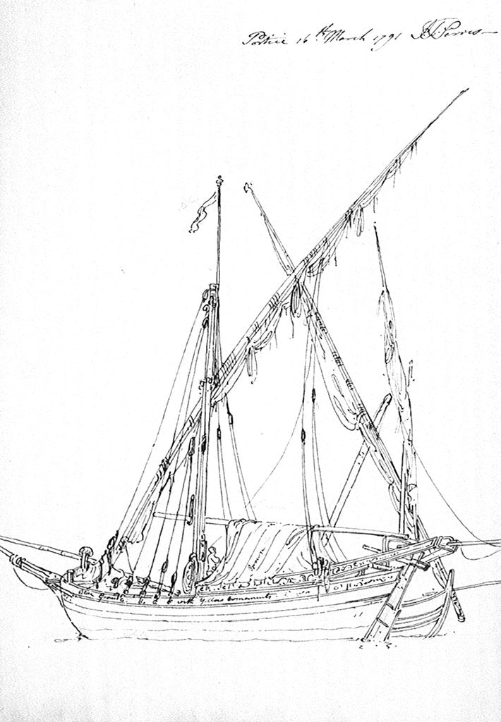 Detail of Two fishing boats at Portici, 16 March 1791 by J.T. Serres