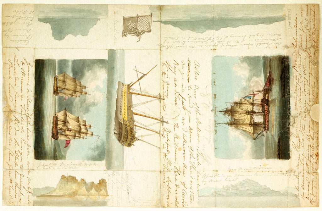 Detail of Action between 'Leander' and French two-decker 'Genereux', 18 August 1798 by William Guido Anderson
