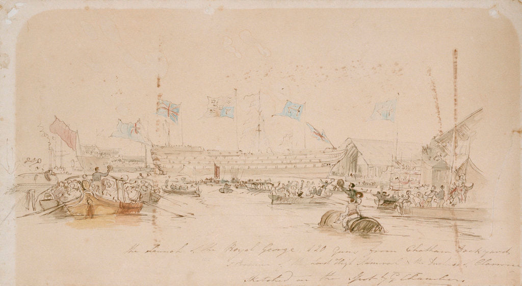 Detail of Launch of the Royal George by George Chambers