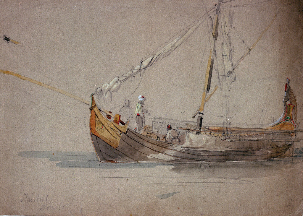 Detail of Turkish coaster or caique, Stamboul (Istanbul, Turkey), November 1855 by Oswald Walter Brierly